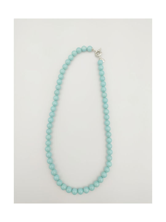 Kr-t22 Bead Necklace Turquoise Paste