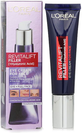 L'Oreal Paris Revitalift Filler Κρέμα Ματιών για Ενυδάτωση , Λάμψη & Ανάπλαση 30ml