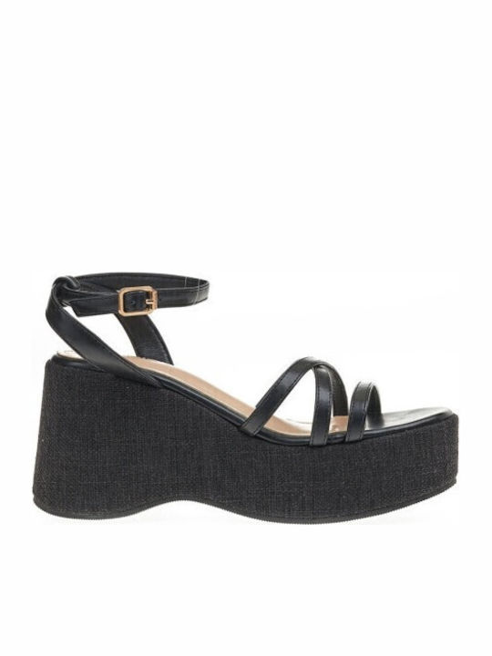 Women's Synthetic Leather Platform Shoes Black