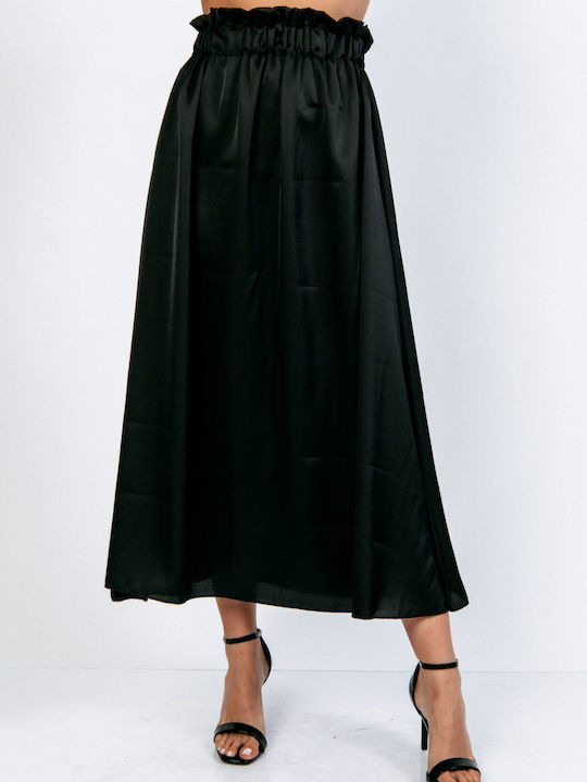 Boutique Satin Skirt in Black color