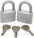 Abus Titalium 64ΤΙ Aluminum Padlock Brass with Key 20mm Silver 2pcs