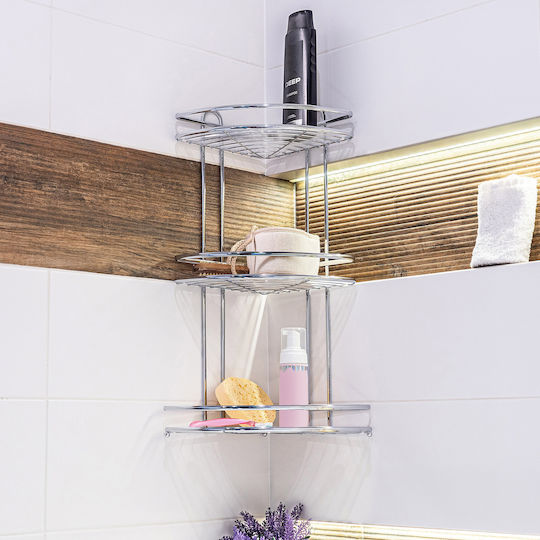 Kadax Corner Floor Bathroom Shelf Metallic Silver
