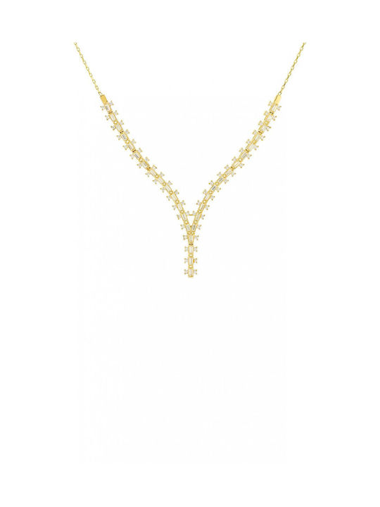 Necklace 14 Karat Gold Zircon Baguette