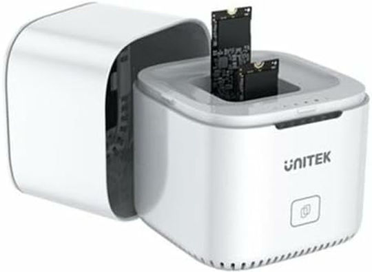 Unitek Carcasă pentru 2 unități de hard disk M.2 PCI Express NVME cu conexiune USB 3.2 în culoarea Alb