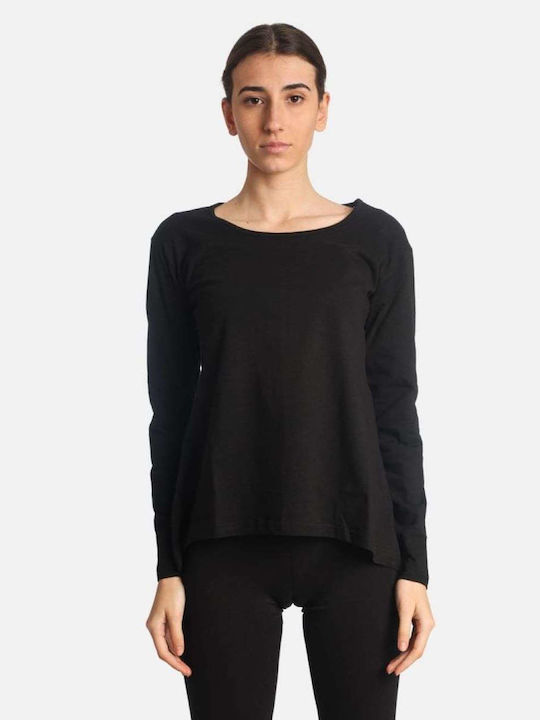 Paco & Co Damen Bluse Baumwolle Langärmelig Schwarz