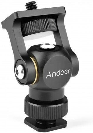 Cap de bile reglabil, adaptor 1/4 și suport pentru monitor video Andoer cu lumină LED și montură pentru accesoriu de cameră