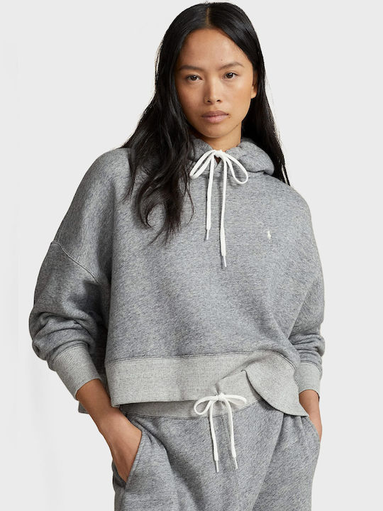 Ralph Lauren Women's Long Hooded Sweatshirt Grey Melange