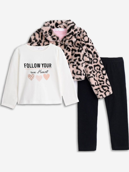 Kinder-Set mit Leggings & Jacke Winter 3Stück Ecru