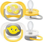 Philips Orthodontic Pacifiers Silicone Ultra Air Lemonakia Yellow - Transparent for 6-18 months 2pcs