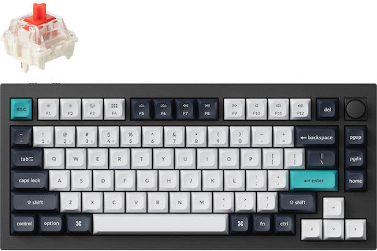 Keychron Q1M-M1 Max Q1M-M1 Tastatură Mecanică de Gaming Fără Fir 75% cu Comutatoare Gateron Jupiter Red și Iluminare RGB Limba Tastaturii Engleză SUA