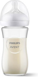 Philips Glass Bottle Natural Response Anti-Colic with Silicone Nipple for 1+ months 240ml 1pcs