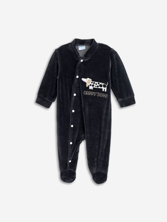 Funky Baby Bodysuit Long-Sleeved Velvet Gray