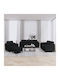 Living Room Furniture Set 3-Seater & 2-Seater & Armchair & Stool Black