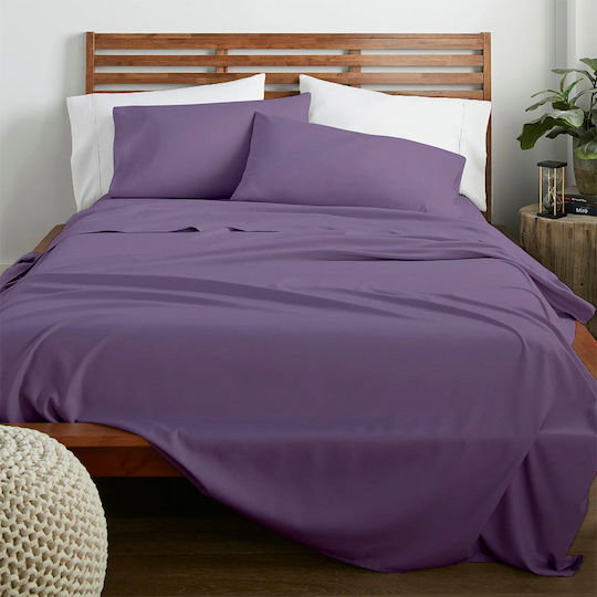 Lino Home Claro Σεντόνι Μονό με Λάστιχο 100x200+30εκ. Mauve