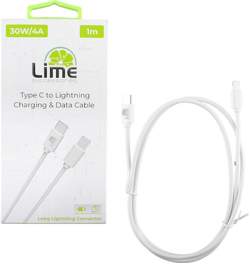 Lime Редовна USB-C към Lightning кабел 30W Зелен 1м (LCL03)