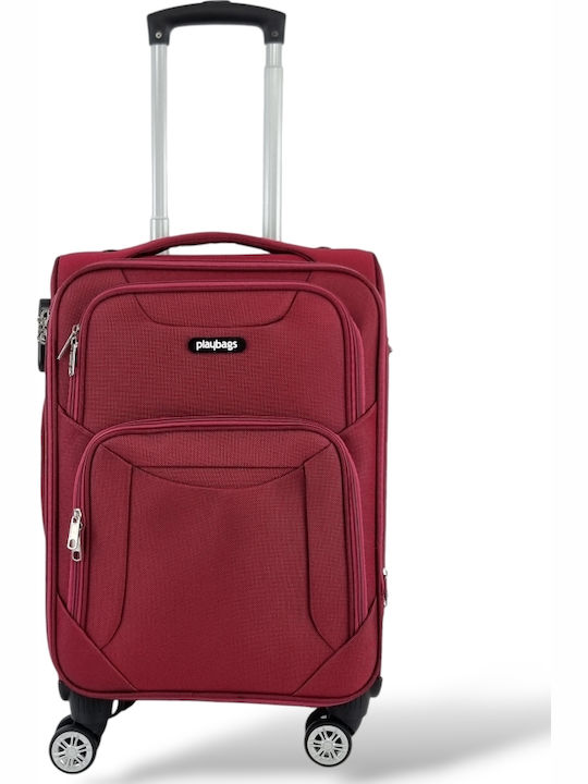 Playbags Cabin Fabric Burgundy Travel Suitcase With 4 Wheels Height 55cm