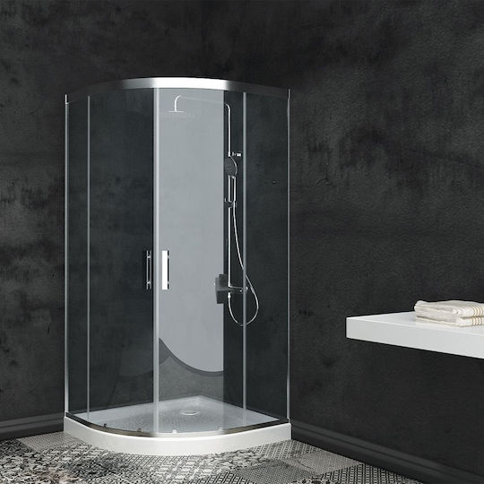 Orabella Vitalia Angolo Easy Fix Cabinet Duș Semicirculară cu Glisare Ușă 90x200cm