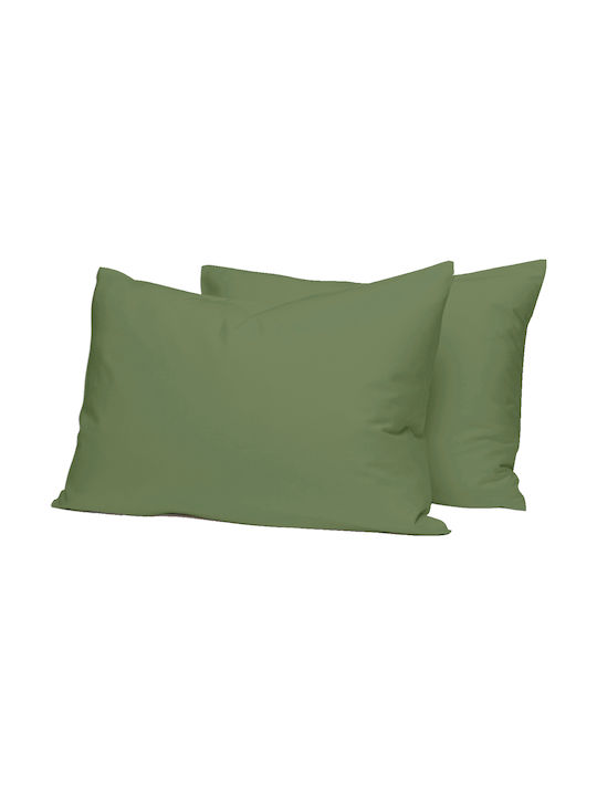 Casa Colori Σετ Μαξιλαροθήκες με Φάσα Olive 50x70εκ.