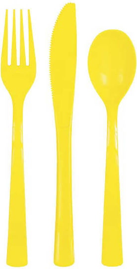 Unique Cutlery Party Yellow 18pcs