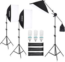 Kit de iluminare pentru fotografie cu becuri LED, softbox și suport de iluminare EU