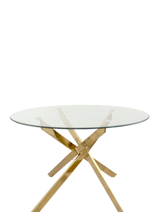 Tisch Speisesaal mit Glasoberfläche Gold Chrome Metal Legs 120x75x75cm