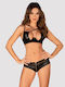 Obsessive Lace Underwear Set with Bra & Brazil Black Norides