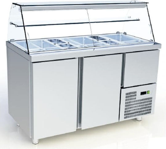 ArtSteel Ανοξείδωτο Ψυγείο Πάγκος Σαλάτας 280lt με Συρτάρι και Ψυκτικό Μηχάνημα Π141xΒ80xΥ130cm