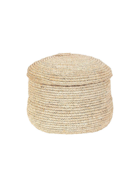 Decorative Basket Wicker with Lid Beige S Line