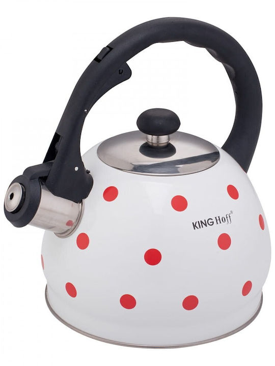 KING Hoff Dots Τσαγιέρα Ανοξείδωτη Λευκή 2000ml