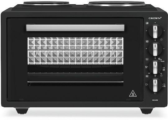 Crown Electric Countertop Oven 42lt with 2 Burners Black
