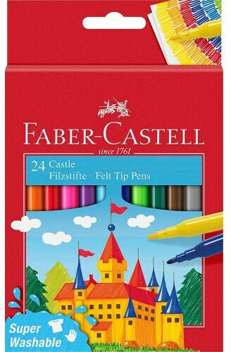 Faber-Castell Μαρκαδόροι Ζωγραφικής 20mm Λεπτοί, Πλενόμενοι, Neon Σετ 24 χρώματα
