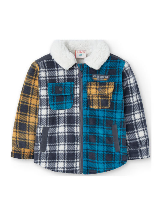 Kids Cardigan Fur Plaid