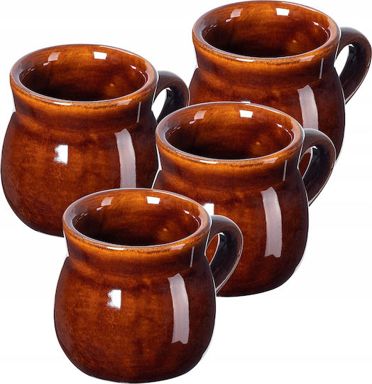 Kadax Schimbare de căldură Cană Ceramică Maro 250ml 4buc