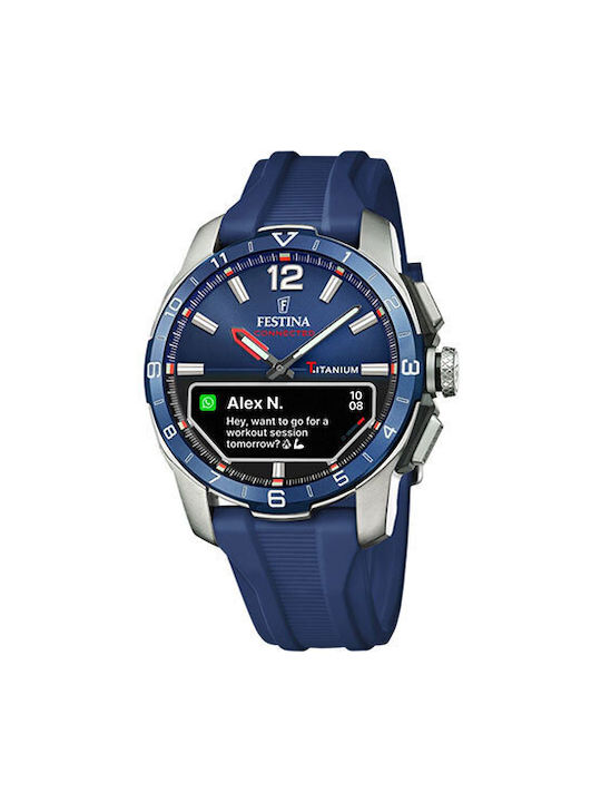 Festina Connected D Uhr Batterie mit Blau Kautschukarmband