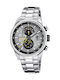 Festina Мъжки Часовник 44mm Хронограф На Батерия Сив Неръждаем Стоманен Гривна