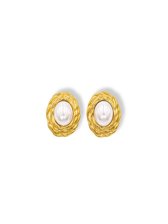 Stud Pearl Earrings Gold