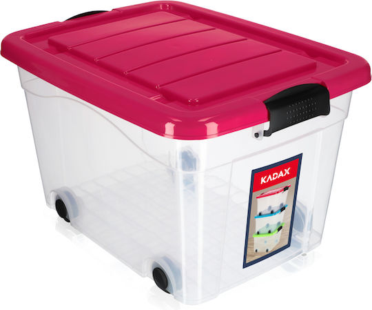 Kadax Plastic Cutie de Depozitare cu Roți și Capac Roz 40lt 1buc