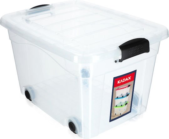 Kadax Kunststoff Aufbewahrungsbox mit Rollen und Deckel Transparent 40Es 1Stück