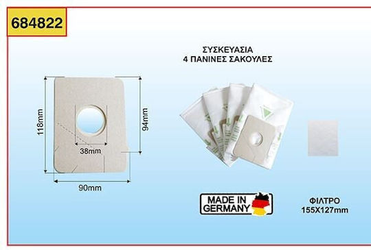 Siemens Σακούλες Σκούπας 4τμχ Συμβατή με Σκούπα Siemens