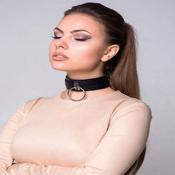 Std Neck Collar Silver Ring Black