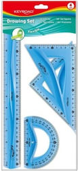 Keyroad Σετ 4 Γεωμετρικά Όργανα Πλαστικά Μπλε