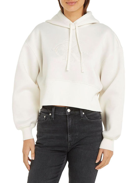 Calvin Klein Women's Hooded Sweatshirt Ecru