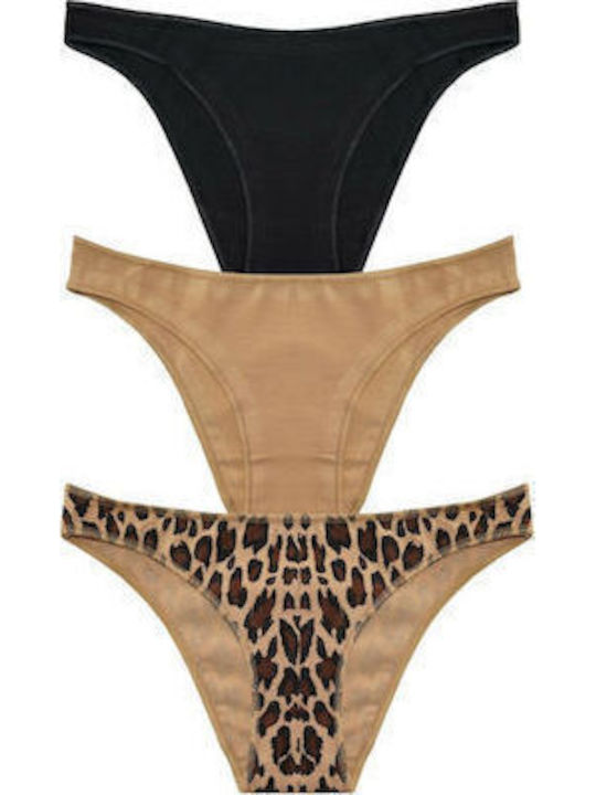 Helios Women's Rio Briefs Pack of 3 Pieces Tan All Over Tan Black 83720