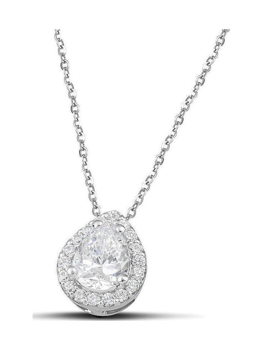 Themelidis Jewels Rosette from White gold 14K with Zircon