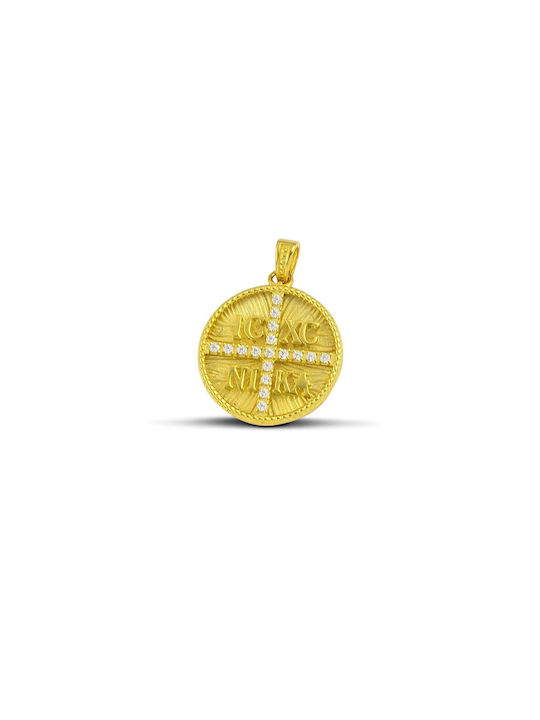 Themelidis Jewels Charm Фулактó Константин с Камъни от Жълто Злато 14 Карата с Зиркон