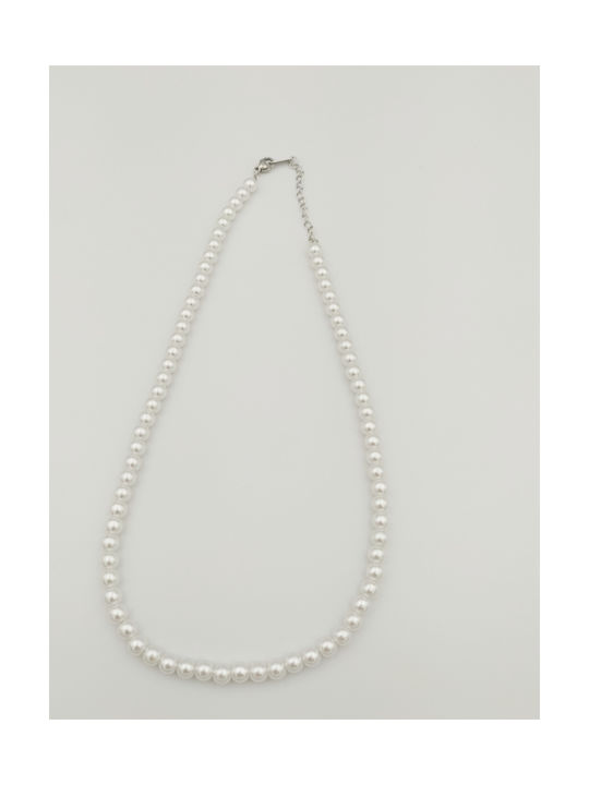 Necklace from Steel with Pearls