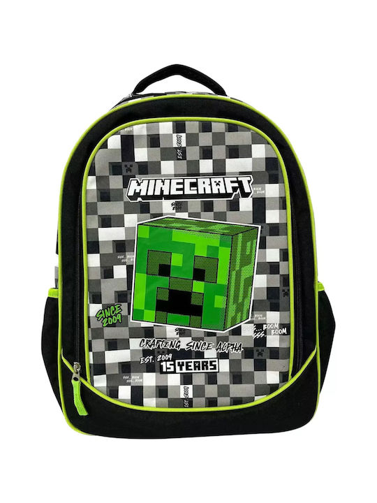 Gim Elementary School Backpack Oval Minecraft Grey Stone 316-01031