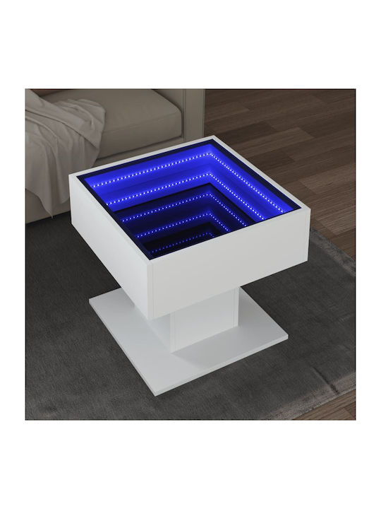 LED Coffee Table White 50x50x45 cm Engineered Wood White 50 x 50 x 45 cm