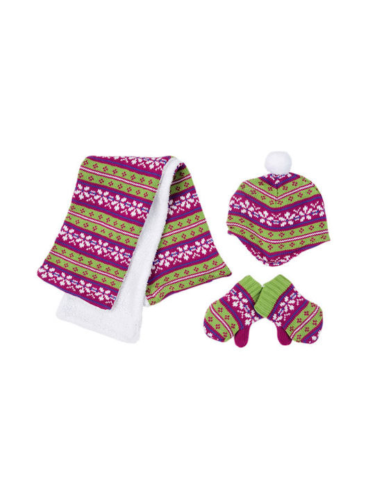 Energiers Kids Beanie Set with Scarf & Gloves Knitted Multicolour for Newborn