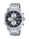 Casio Men's Watch 42mm Battery Chronograph With Silver Metal Bracelet